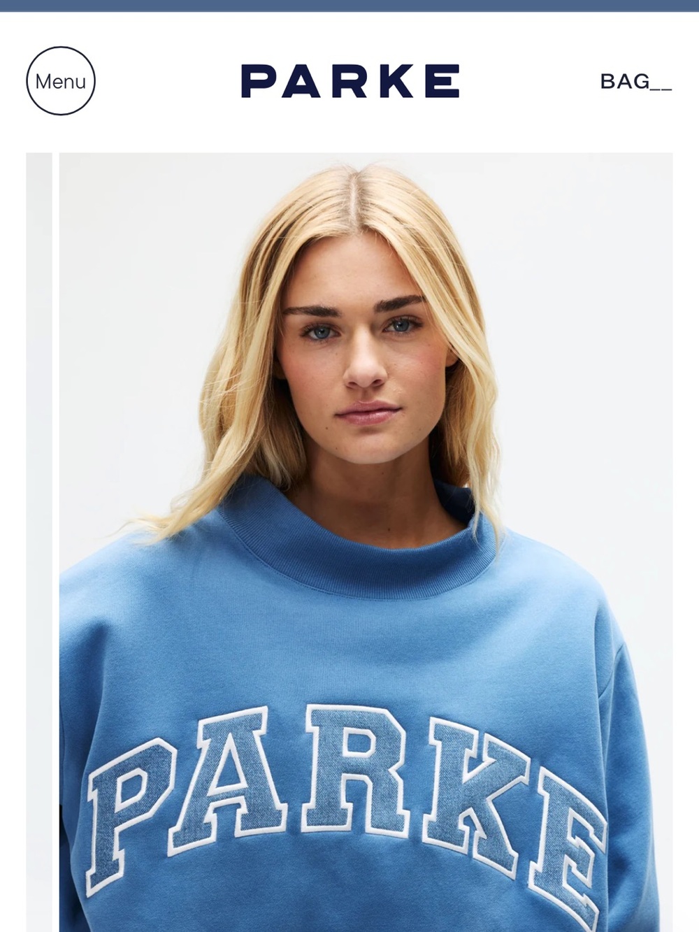 PARKE Blue Denim Logo Pullover Sweatshirt